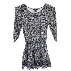 Polo Ralph Lauren Tiered Mini Dress Women Size 12 Navy Floral Western Festival